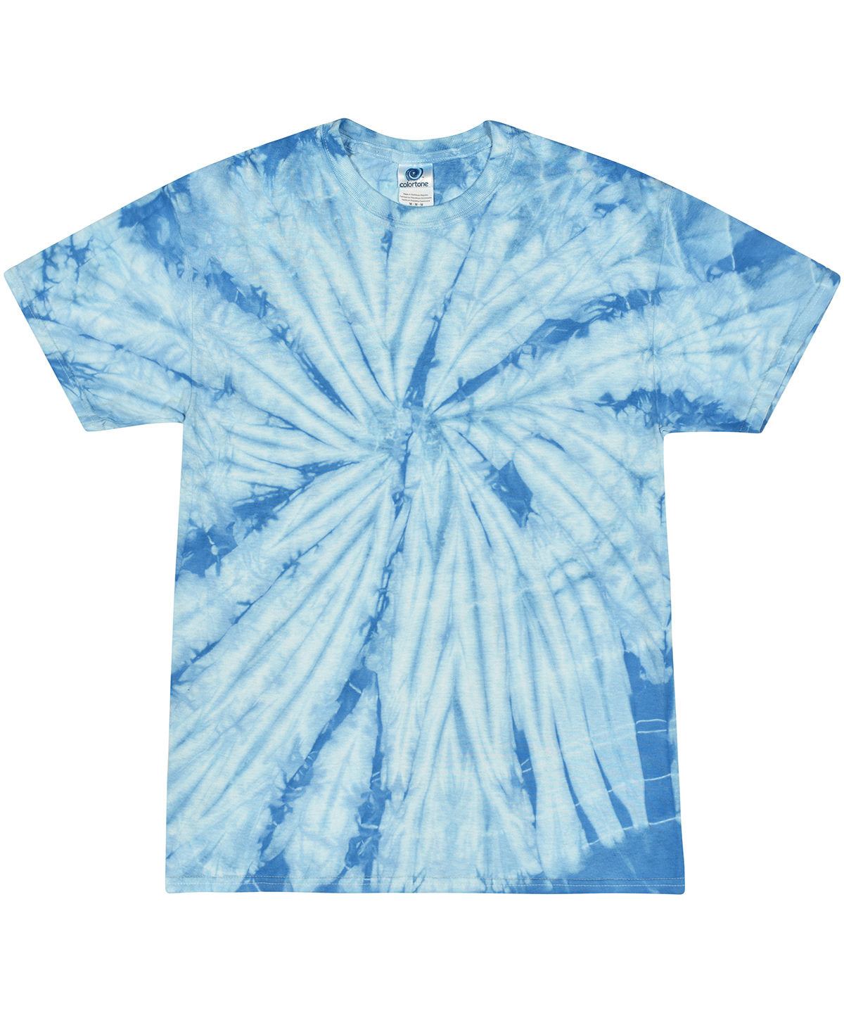 Colortone Tie-dye shirt in Spider Baby Blue, front view