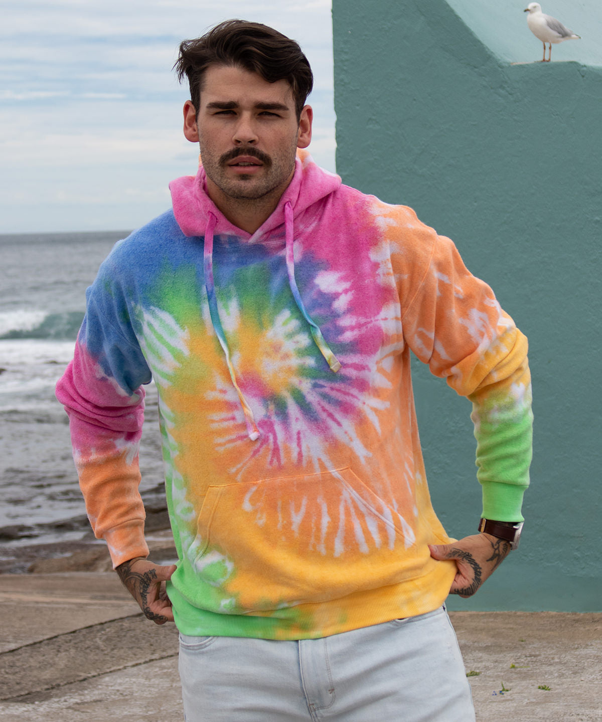 Colortone Rainbow tie-dye hoodie, lifestyle photo