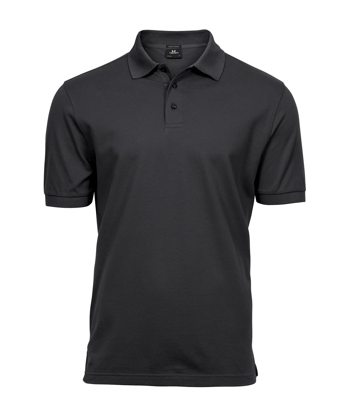 Tee Jays Luxury stretch polo in Dark Grey, front view