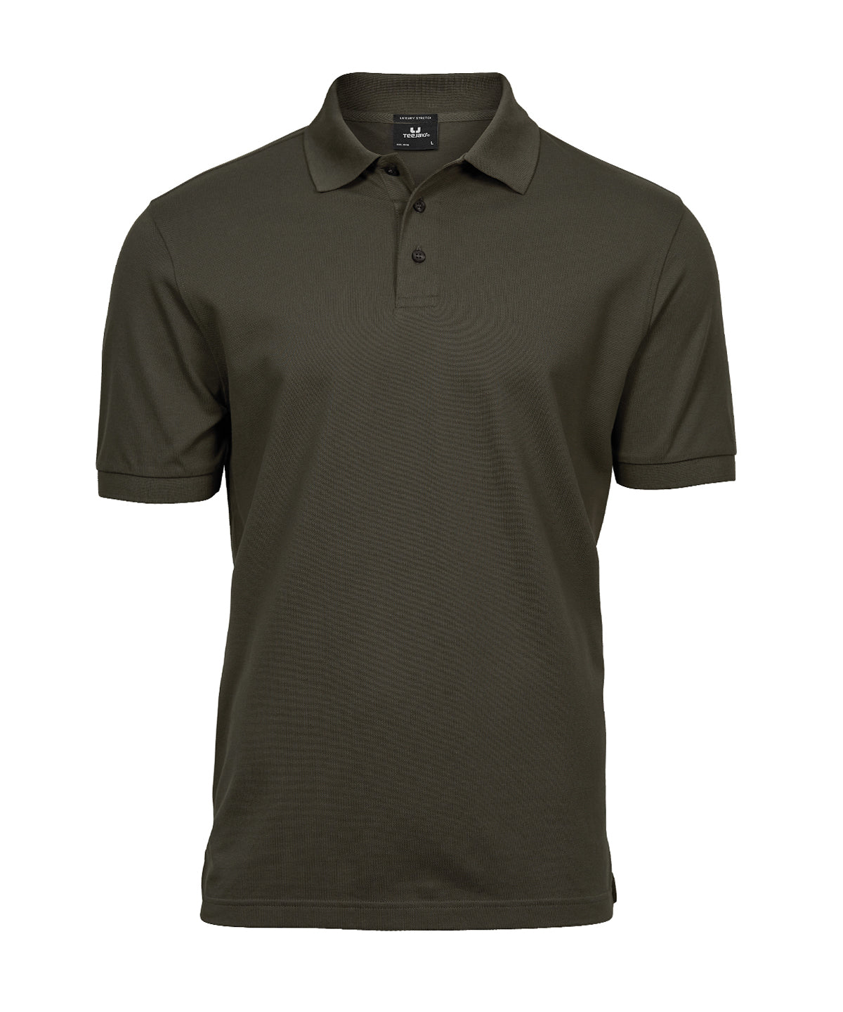 Tee Jays Luxury stretch polo in Dark Olive, front view