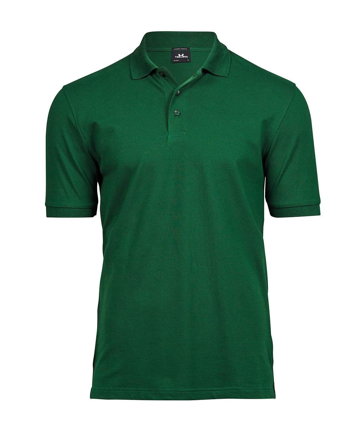 Tee Jays Luxury stretch polo in Forest Green, front view
