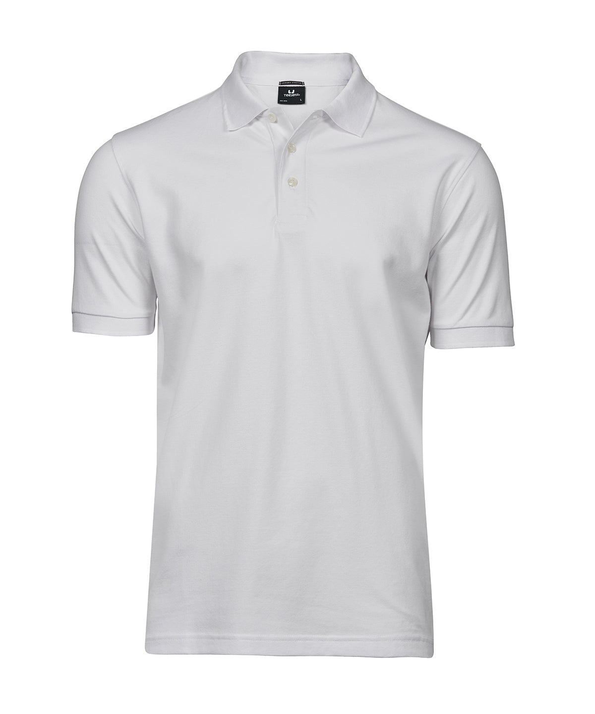 Tee Jays Luxury stretch polo in White, front view