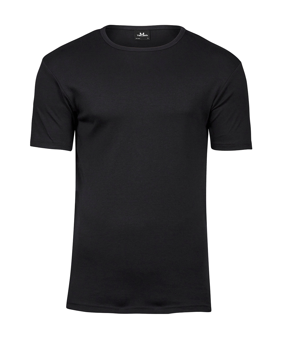 Tee Jays Interlock tee in Black, front view
