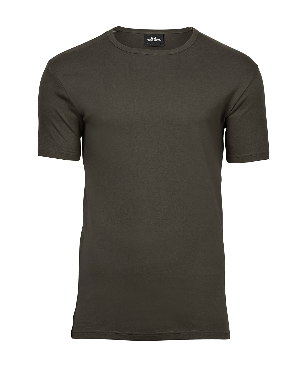 Tee Jays Interlock tee in Dark Olive, front view