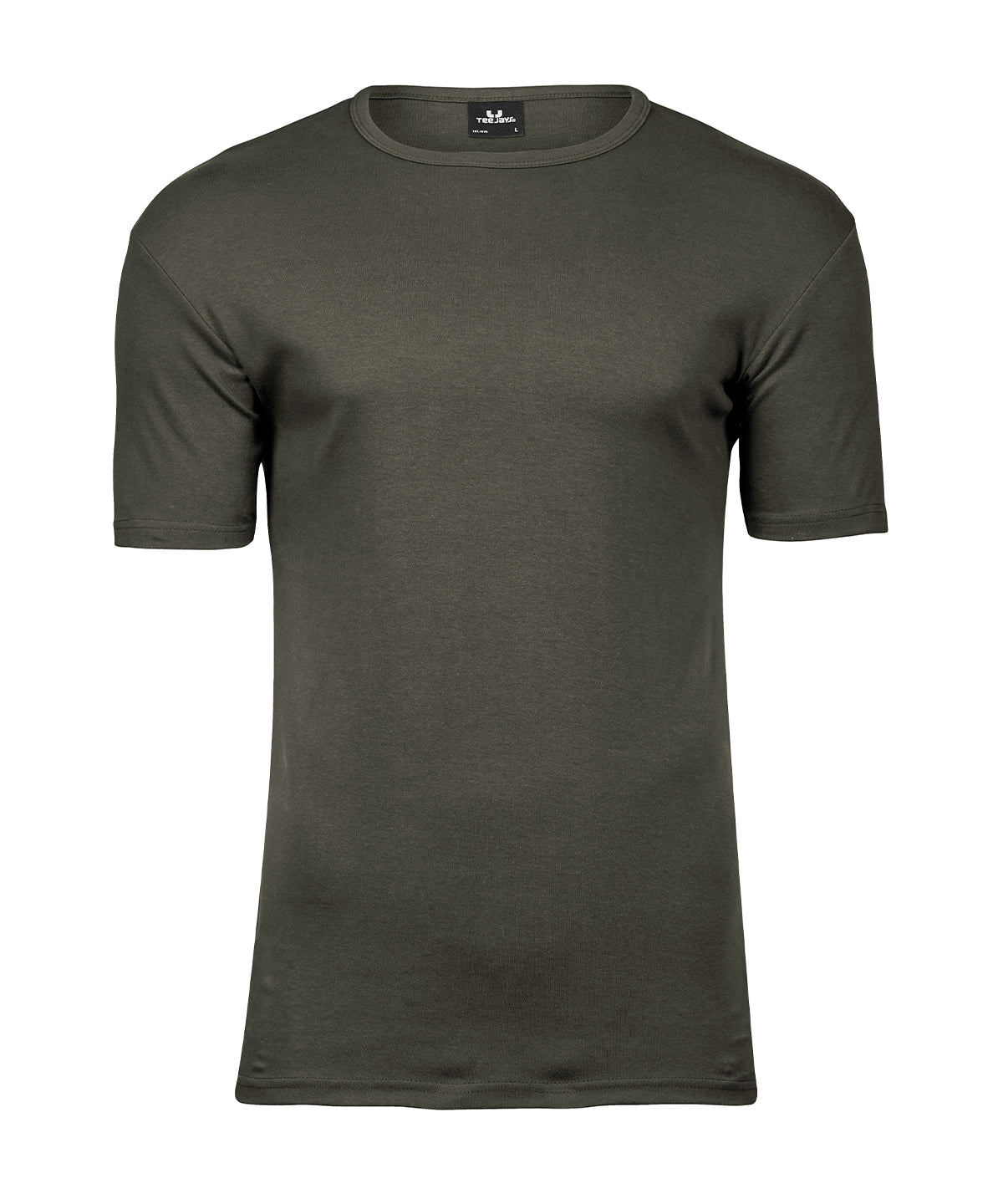 Tee Jays Interlock tee in Deep Green, front view