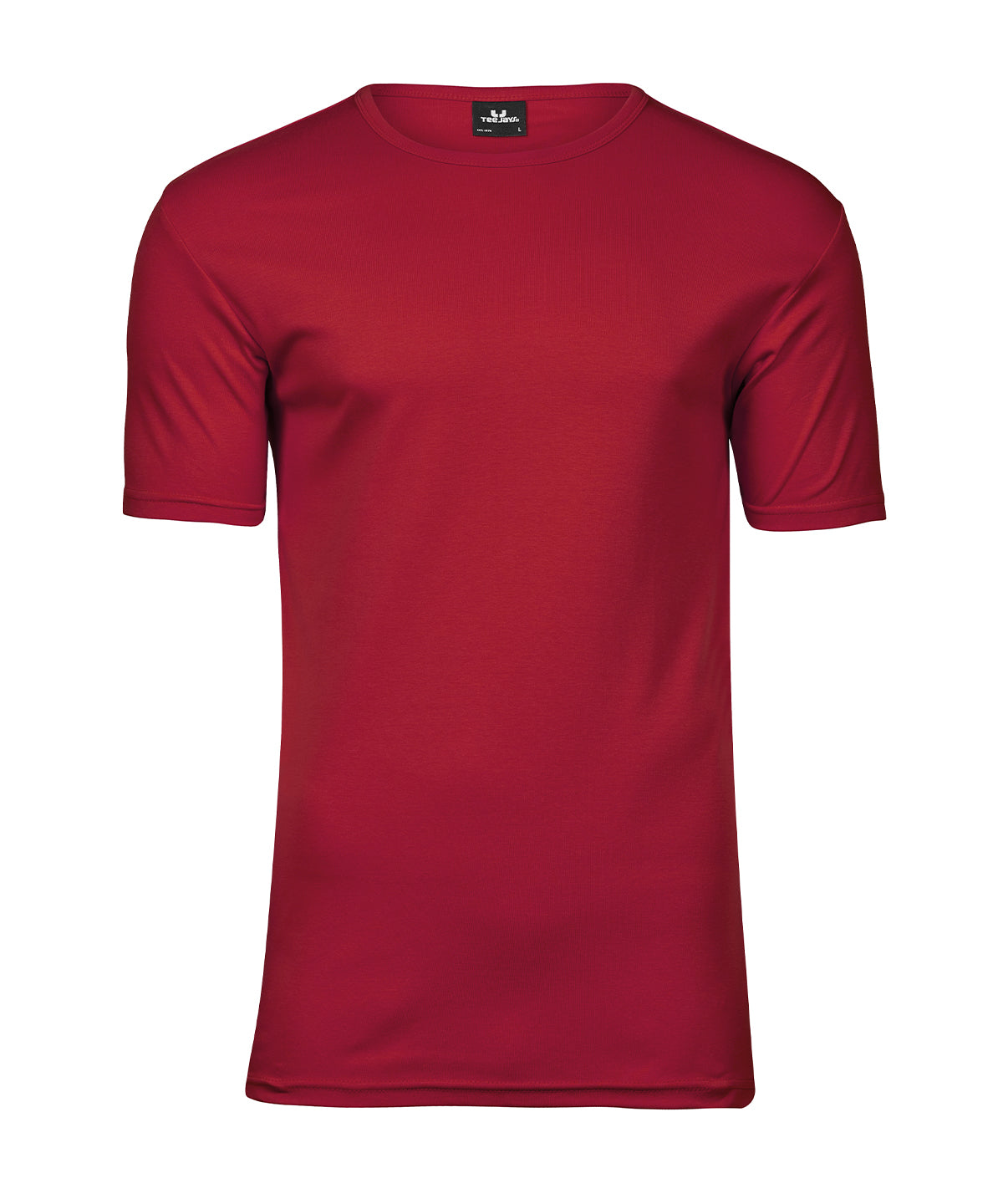 Tee Jays Interlock tee in Deep Red, front view