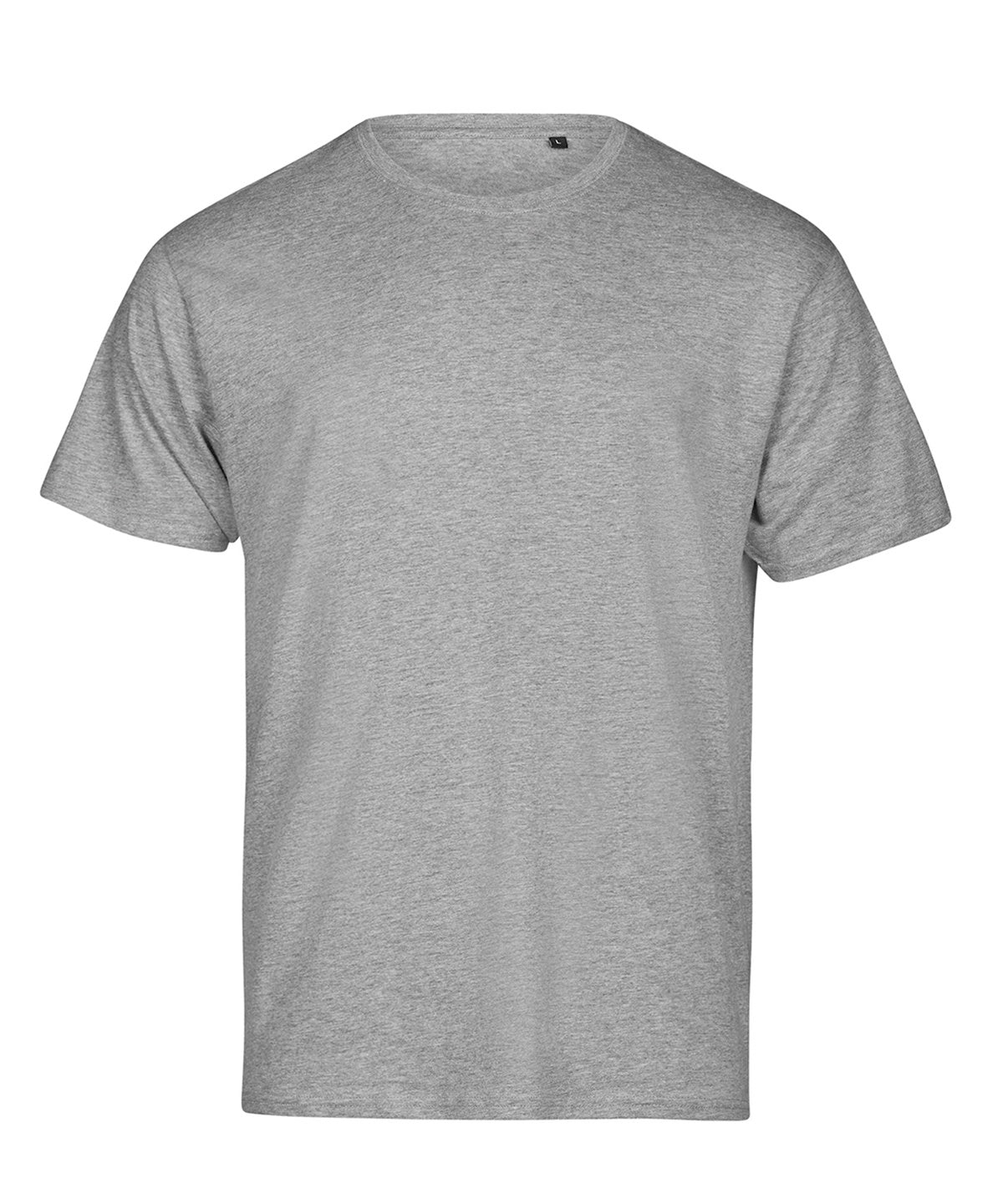 Tee Jays UNLABELED tee in Heather Grey, front view