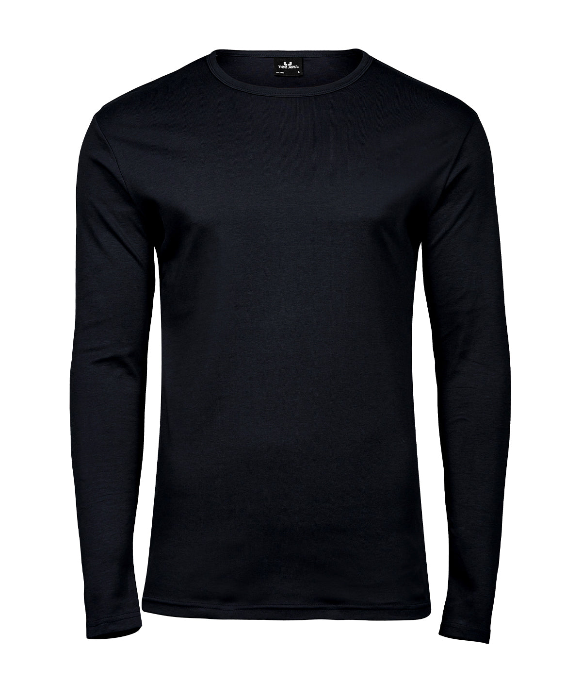 Tee Jays Long sleeve interlock tee in Black, front view