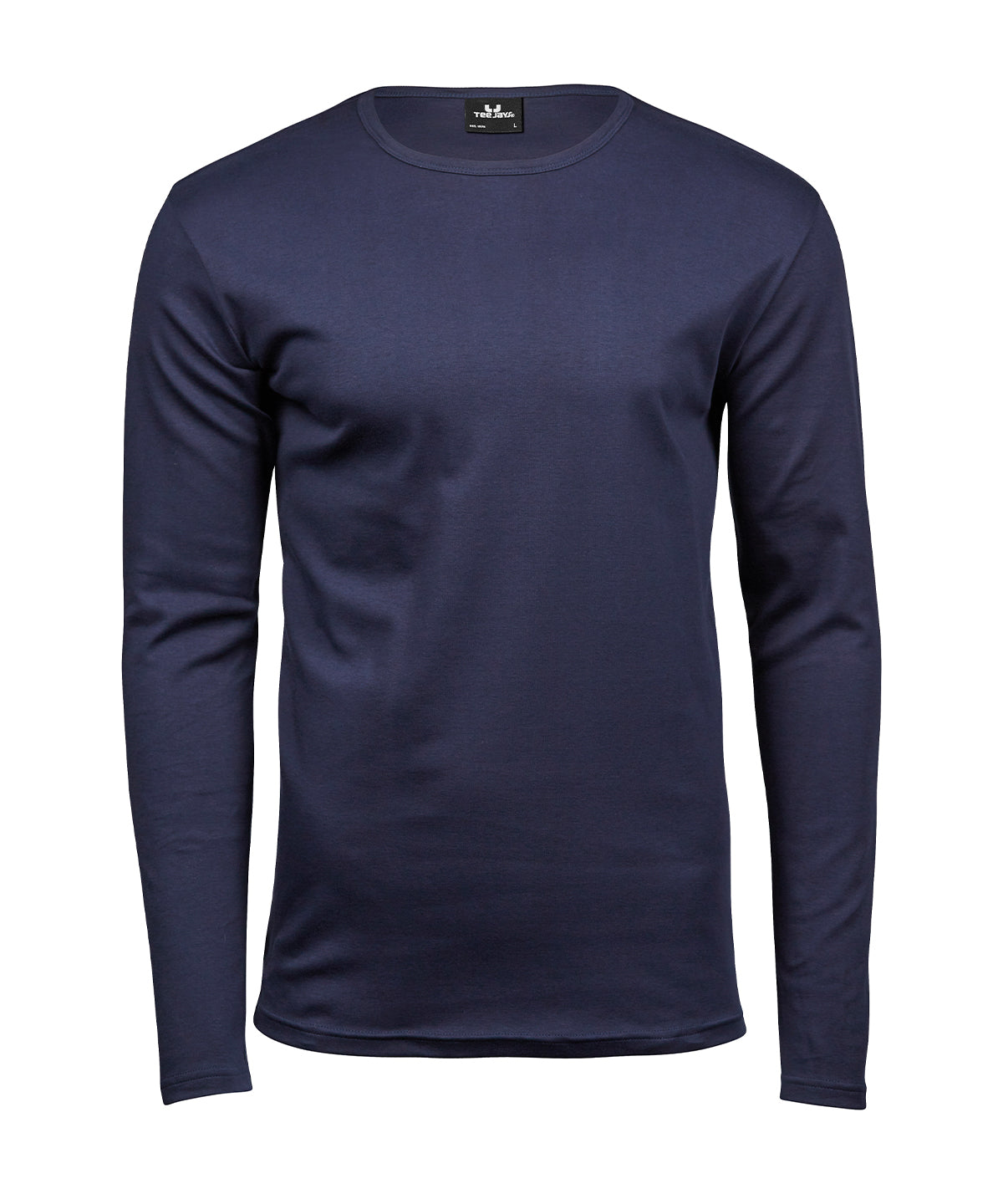 Tee Jays Long sleeve interlock tee in Navy, front view