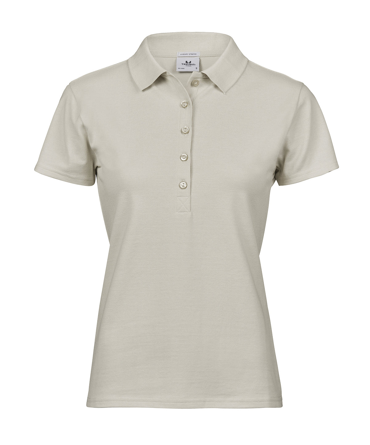 Tee Jays Women’s luxury stretch polo in Cement, front view