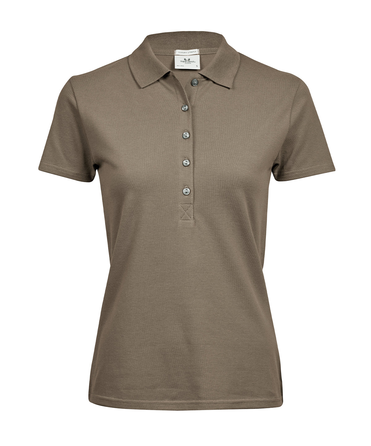 Tee Jays Women’s luxury stretch polo in Clay, front view
