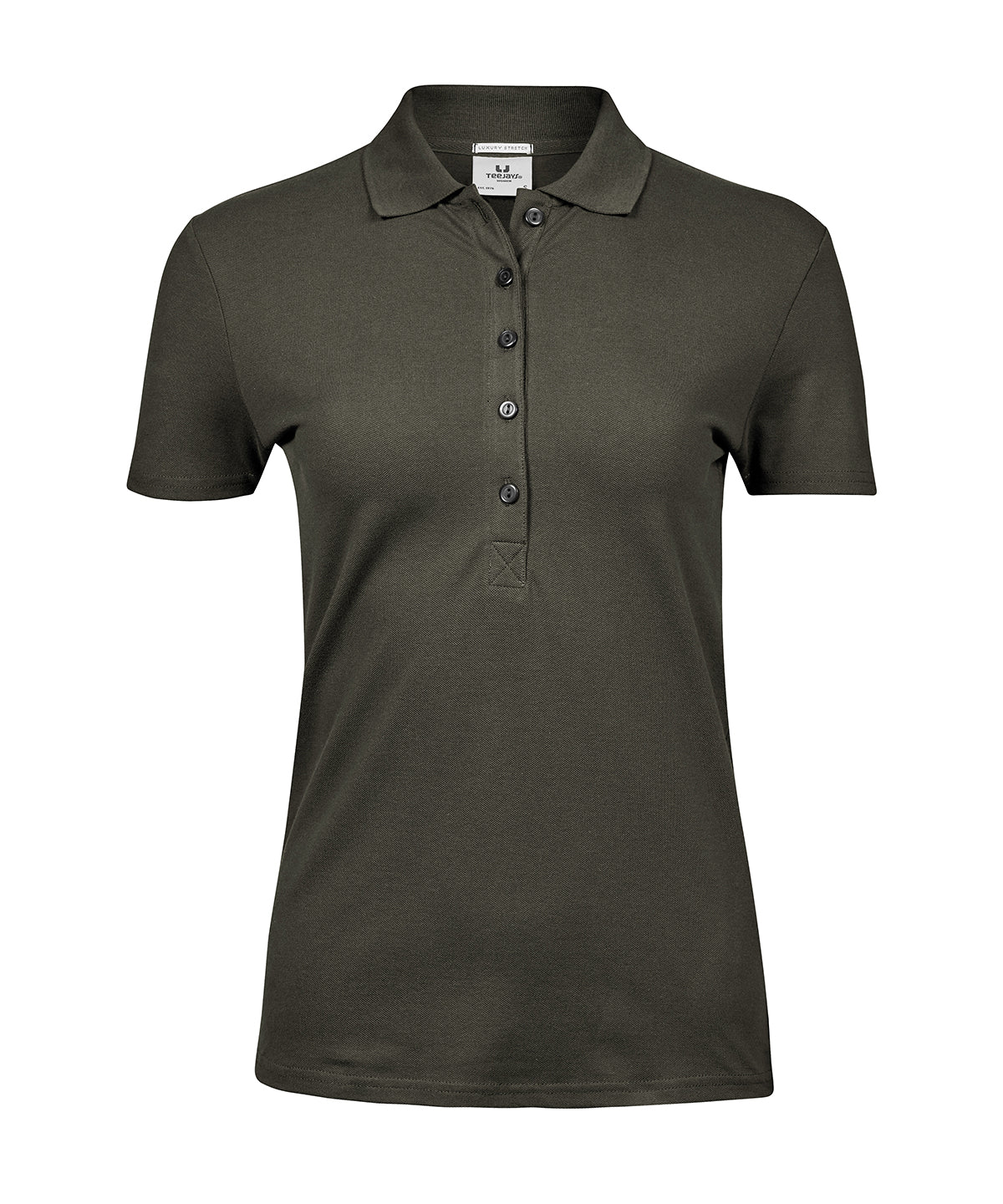 Tee Jays Women’s luxury stretch polo in Deep Green, front view