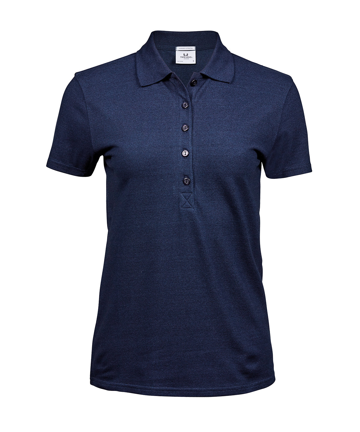 Tee Jays Women’s luxury stretch polo in Denim, front view