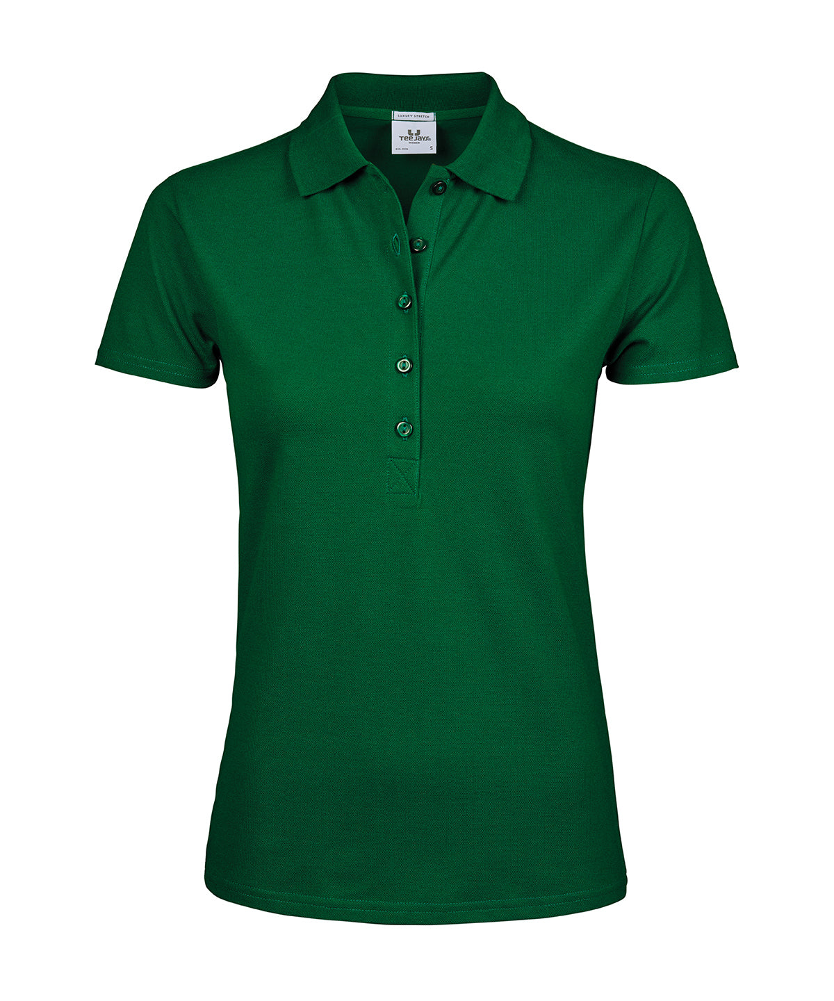 Tee Jays Women’s luxury stretch polo in Forest Green, front view