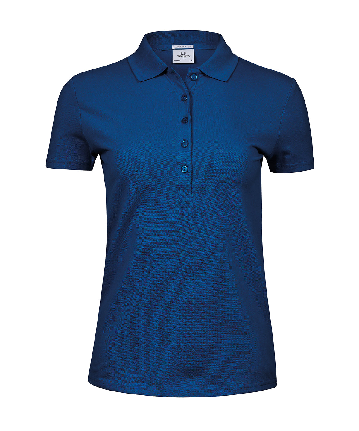 Tee Jays Women’s luxury stretch polo in Indigo Blue, front view