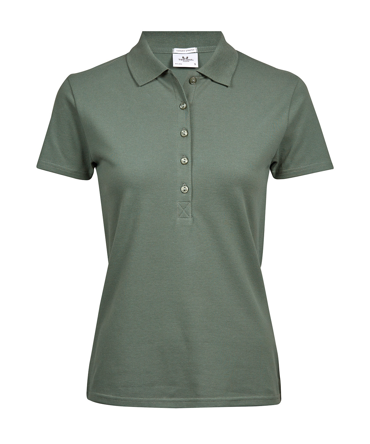 Tee Jays Women’s luxury stretch polo in Leaf Green, front view