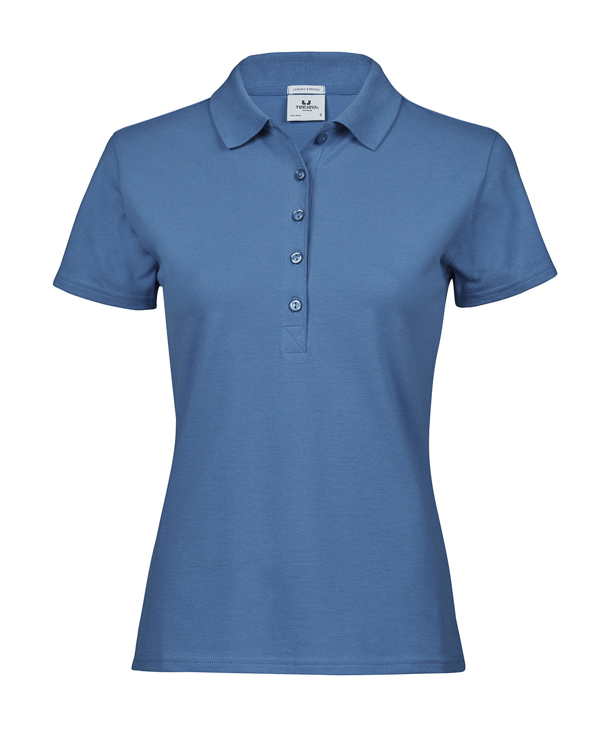 Tee Jays Women’s luxury stretch polo in Ocean Blue, front view