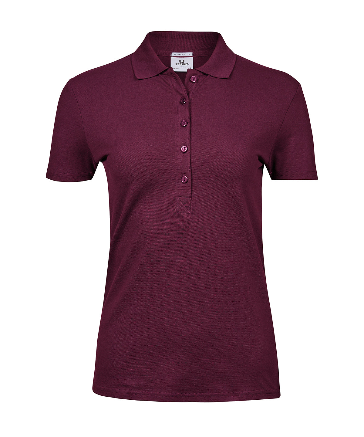 Tee Jays Women’s luxury stretch polo in Wine, front view
