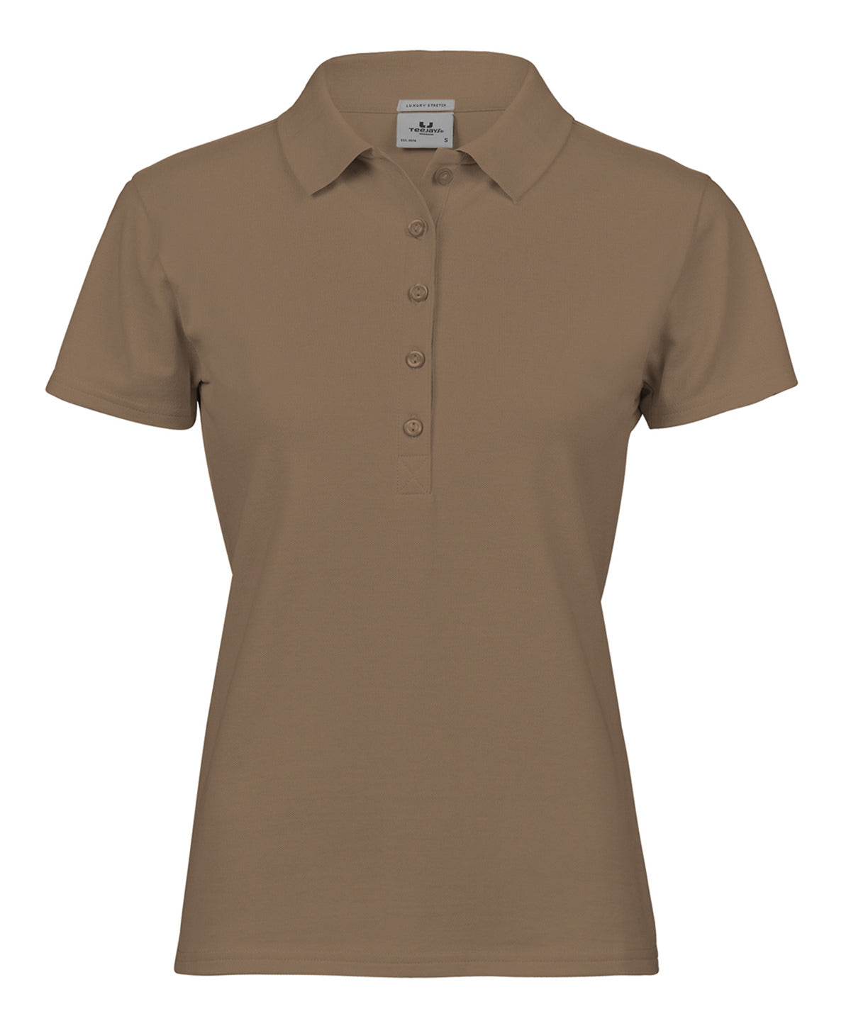 Tee Jays Women’s luxury stretch polo in Wood, front view