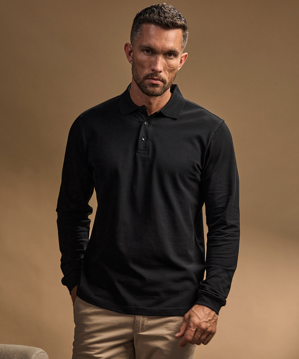 Tee Jays Luxury stretch long sleeve polo, lifestyle photo