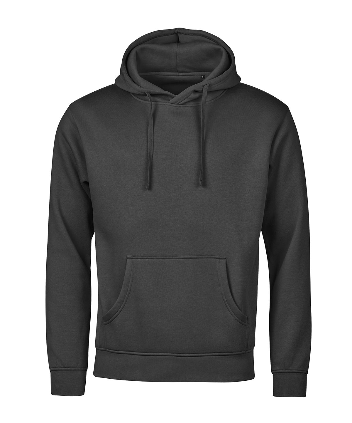 Tee Jays UNLABELED hooded sweatshirt in Black, front view