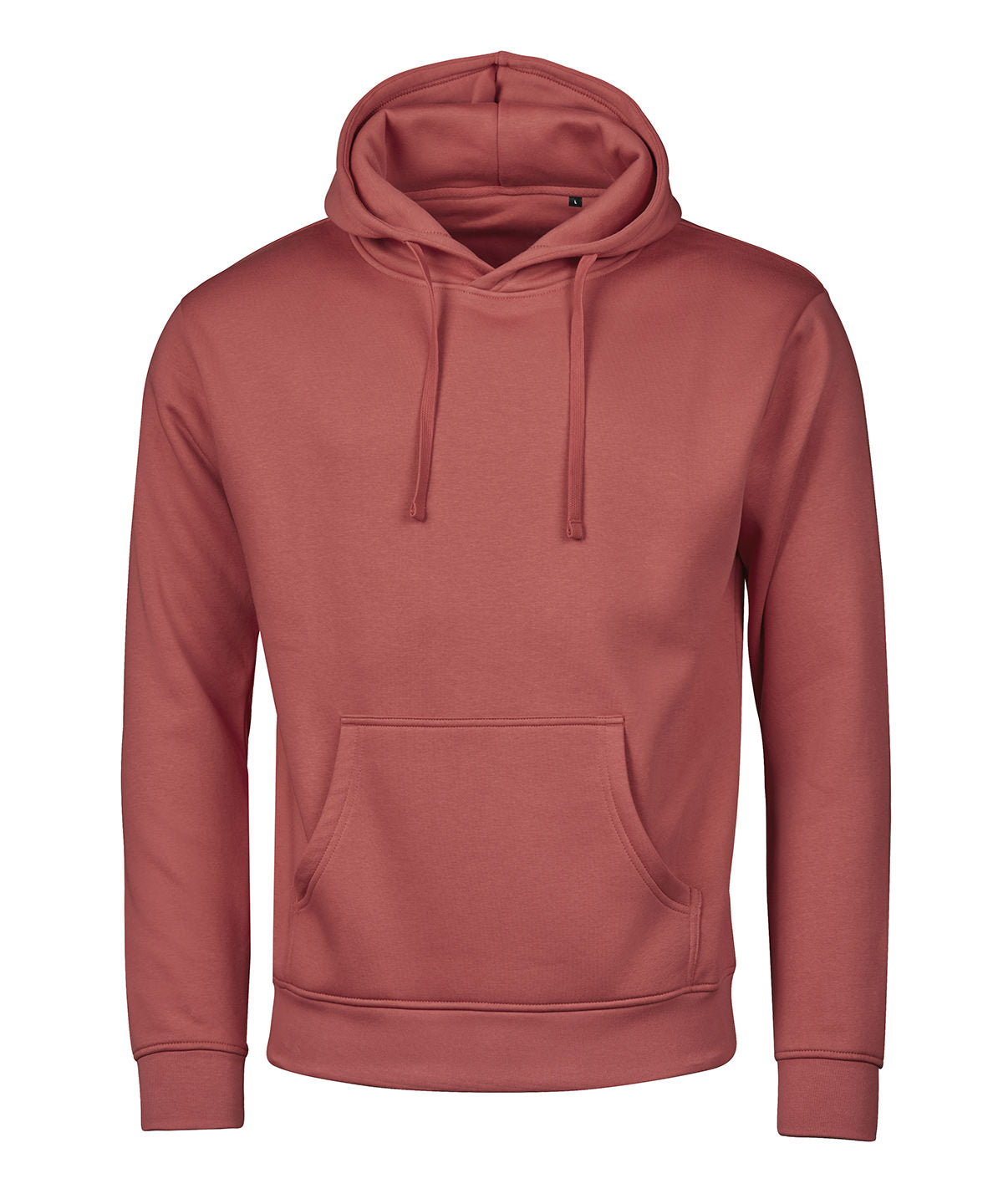 Tee Jays UNLABELED hooded sweatshirt in Cranberry, front view