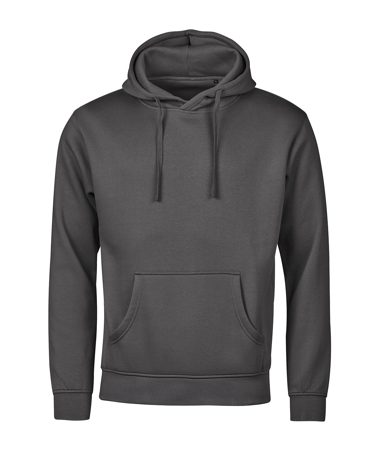 Tee Jays UNLABELED hooded sweatshirt in Dark Grey, front view