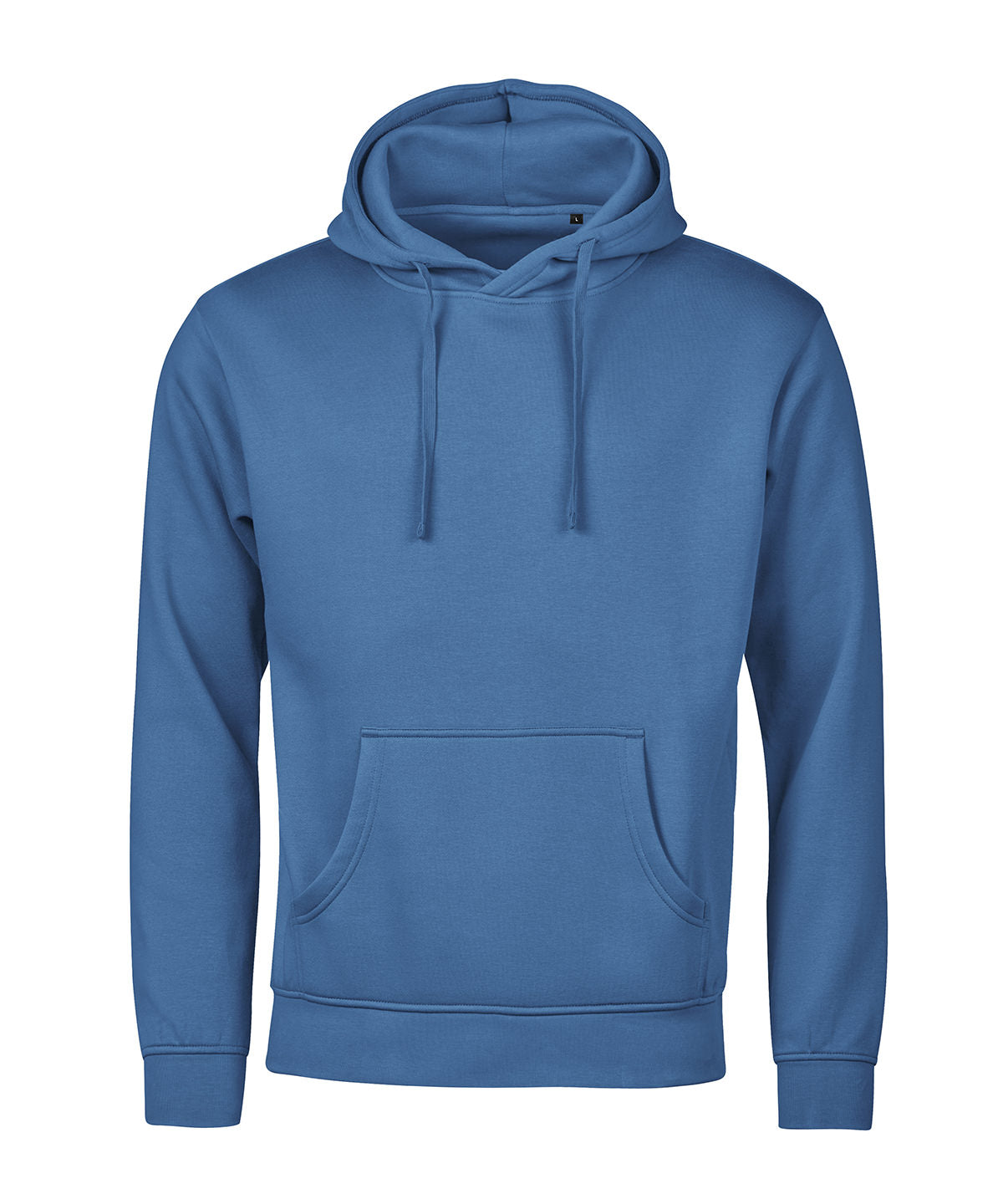 Tee Jays UNLABELED hooded sweatshirt in Ocean Blue, front view