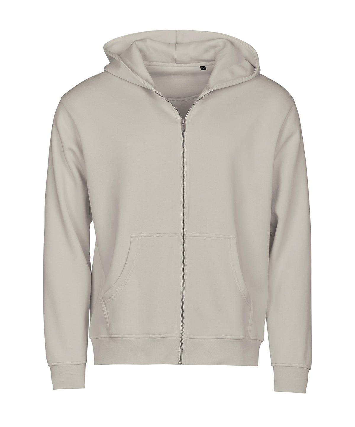 Tee Jays UNLABELED hooded full-zip sweatshirt in Cement, front view