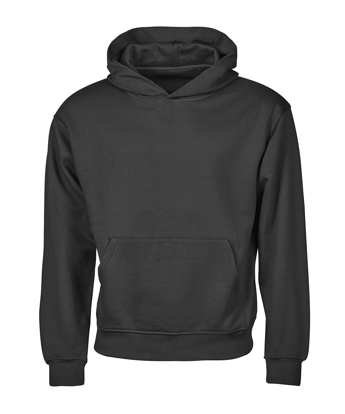 Tee Jays UNLABELED heavy loose-fit hooded sweatshirt in Black, front view