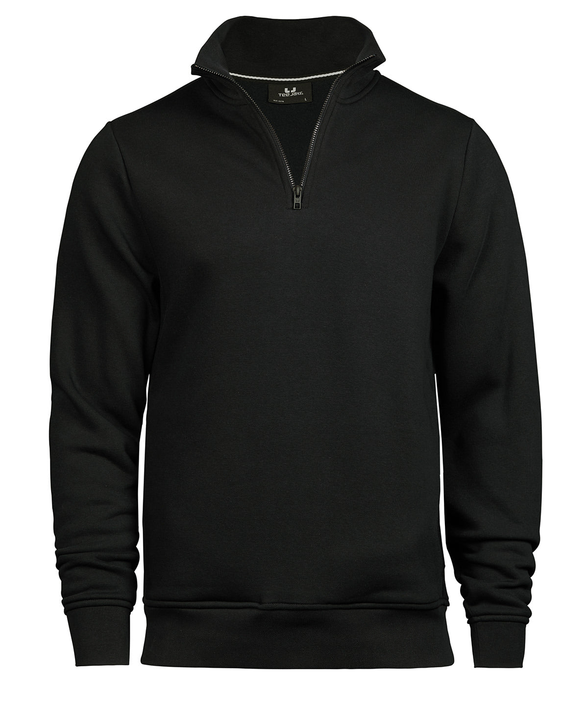 Tee Jays Half-zip sweatshirt in Black, front view