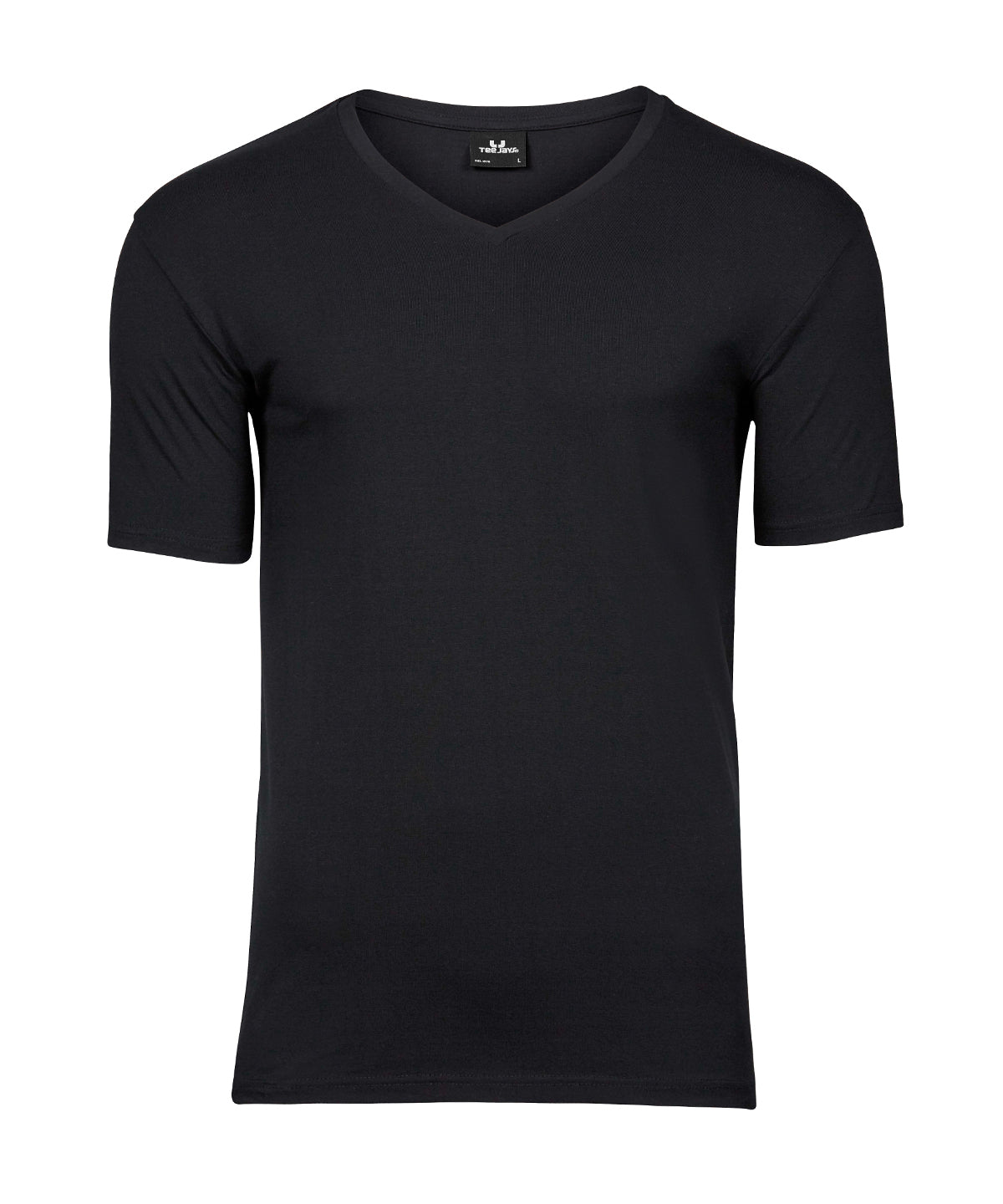 Tee Jays Stretch v-neck tee in Black, front view