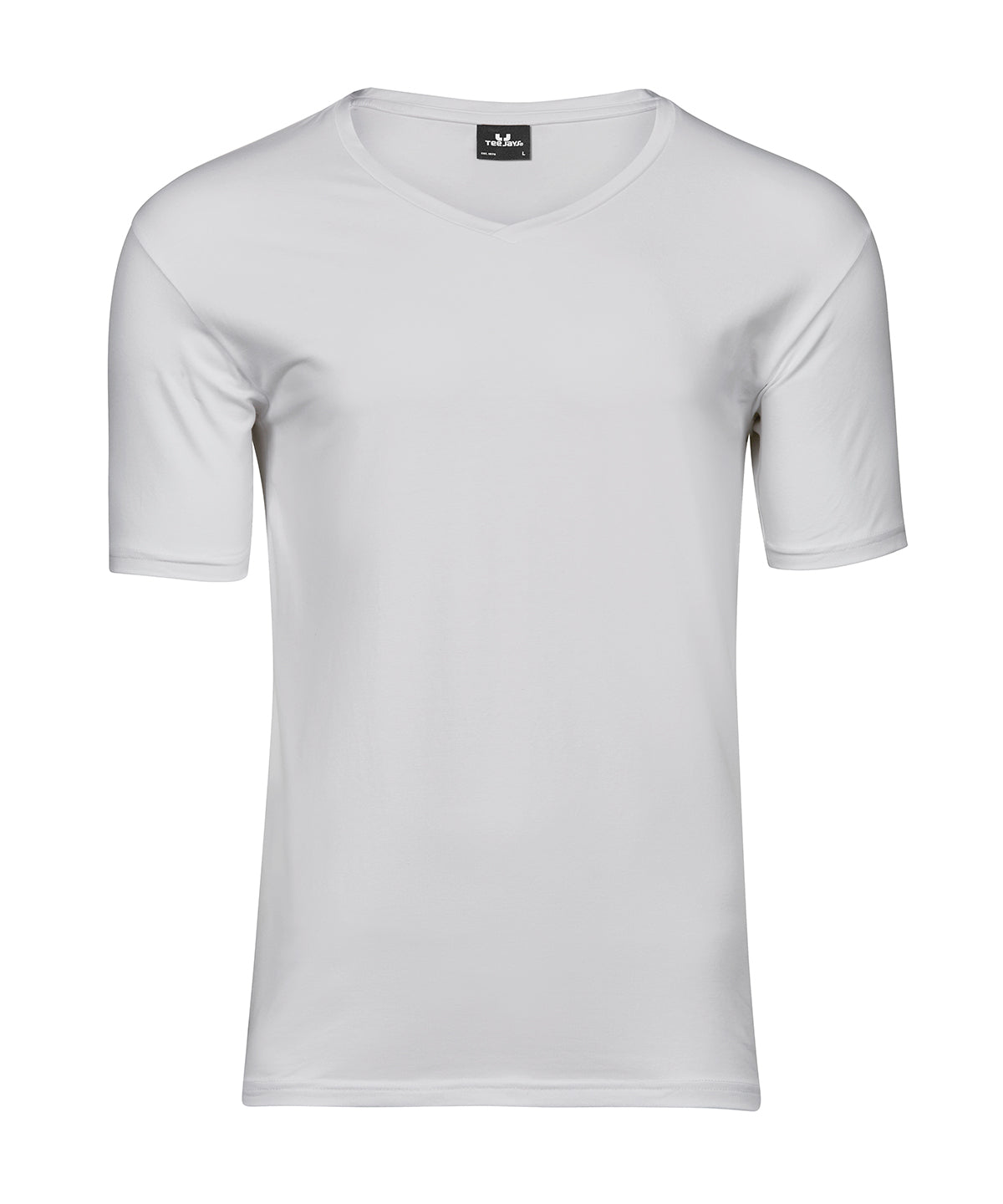 Tee Jays Stretch v-neck tee in White, front view