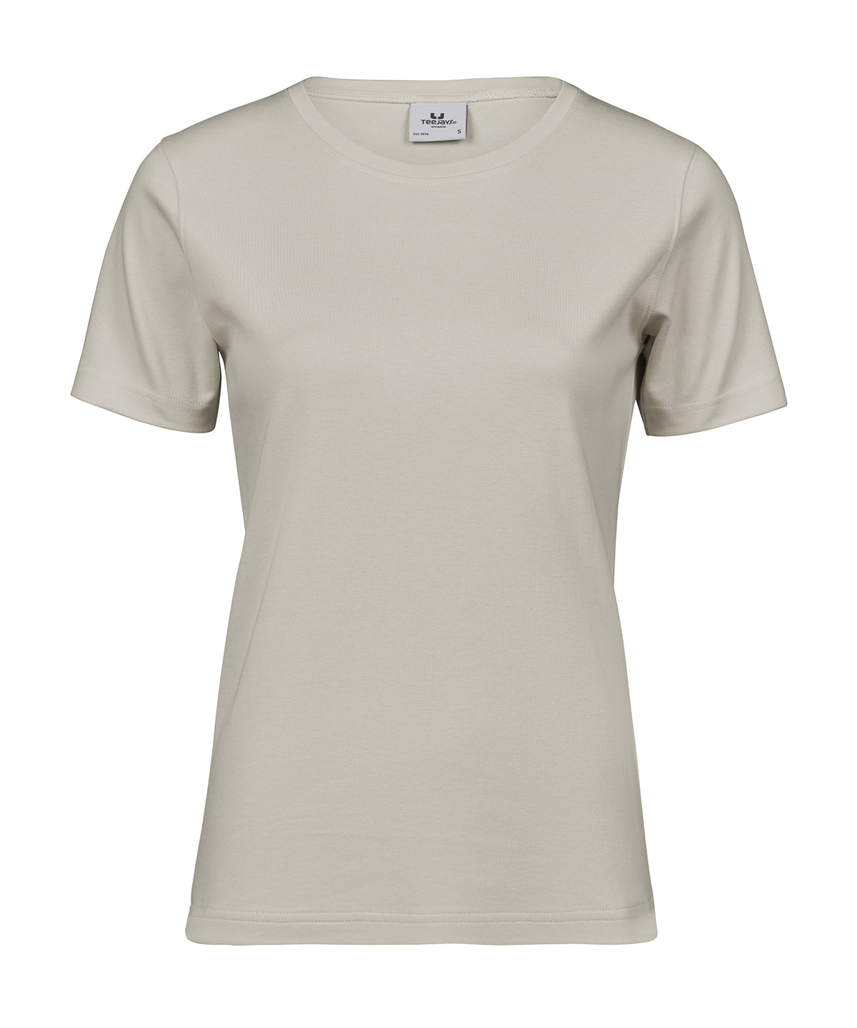 Tee Jays Women’s interlock tee in Cement, front view