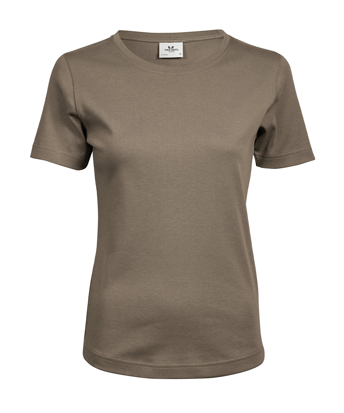 Tee Jays Women’s interlock tee in Clay, front view