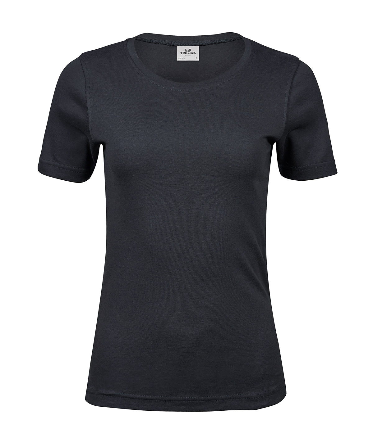 Tee Jays Women’s interlock tee in Dark Grey, front view