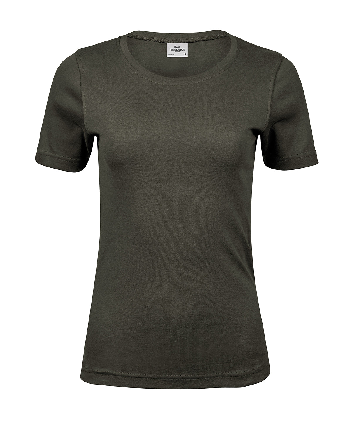 Tee Jays Women’s interlock tee in Deep Green, front view