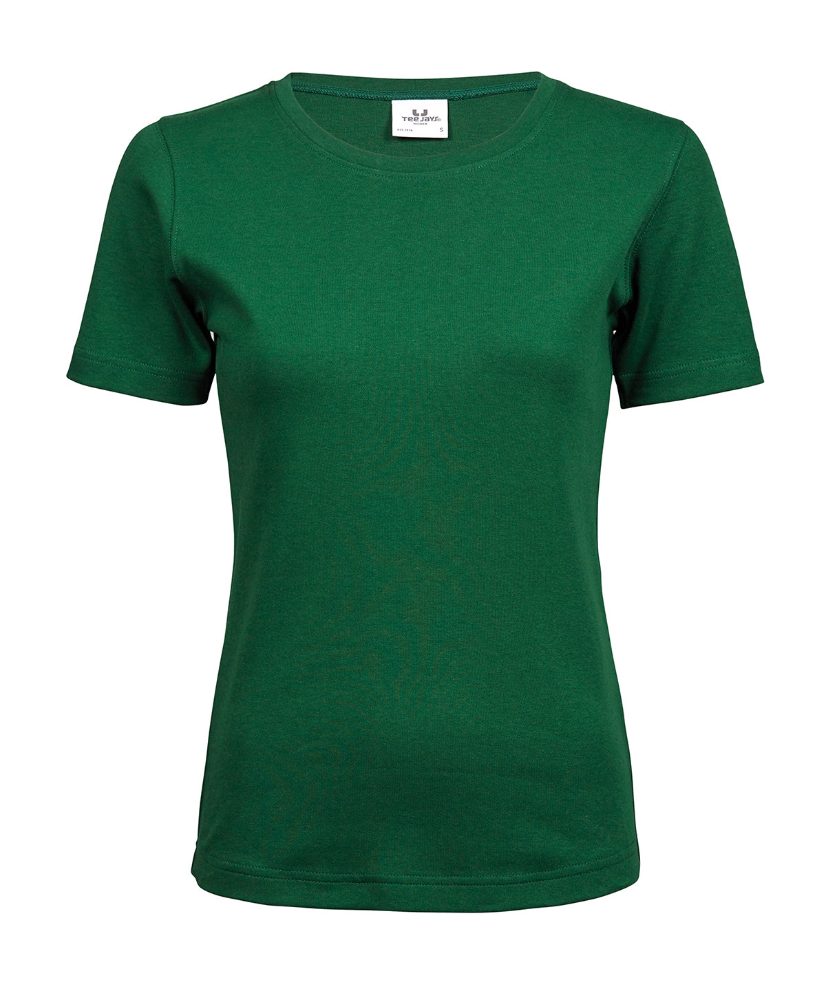 Tee Jays Women’s interlock tee in Forest Green, front view