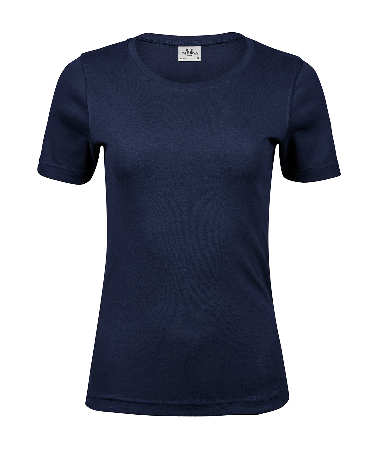 Tee Jays Women’s interlock tee in Navy, front view