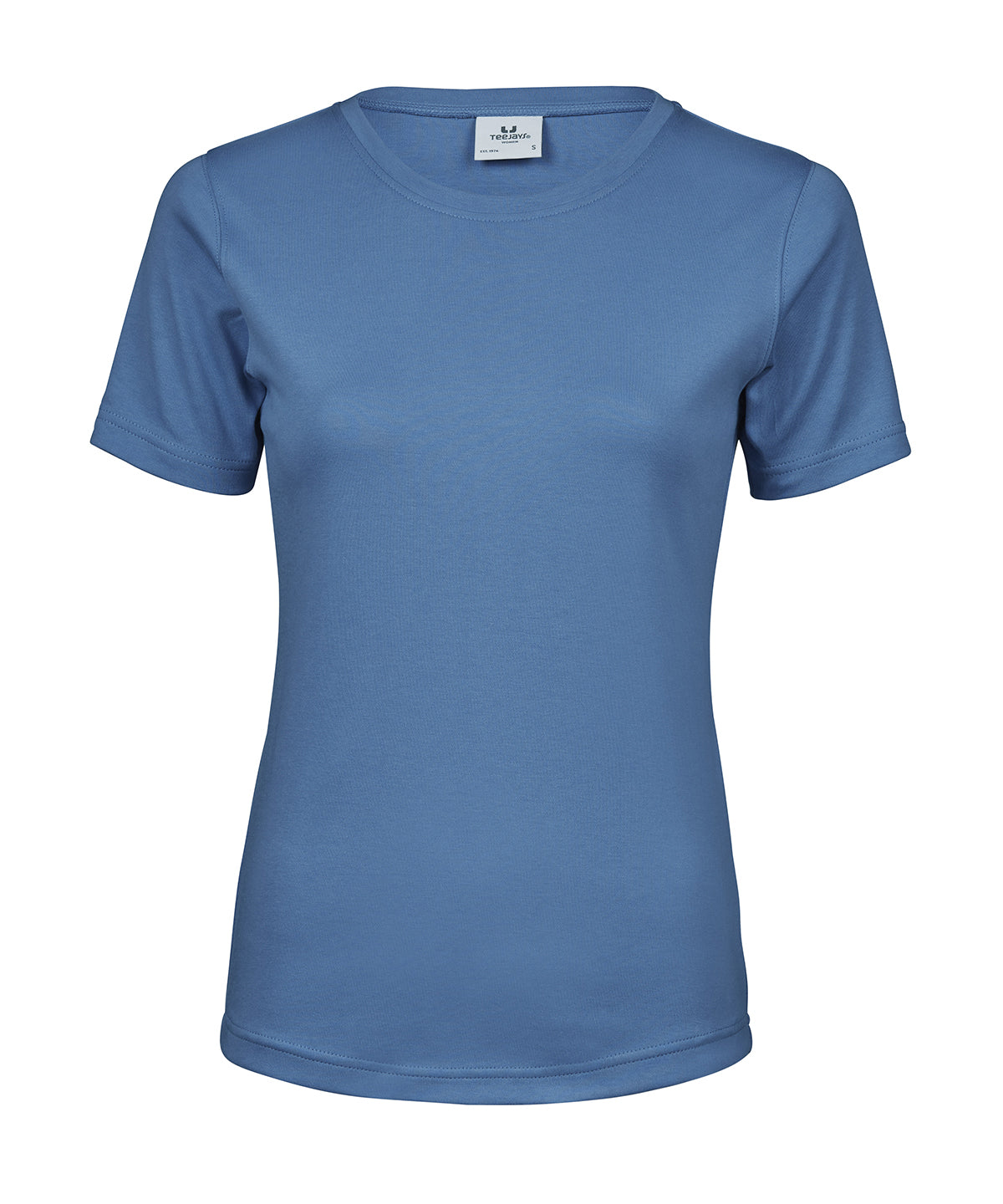 Tee Jays Women’s interlock tee in Ocean Blue, front view