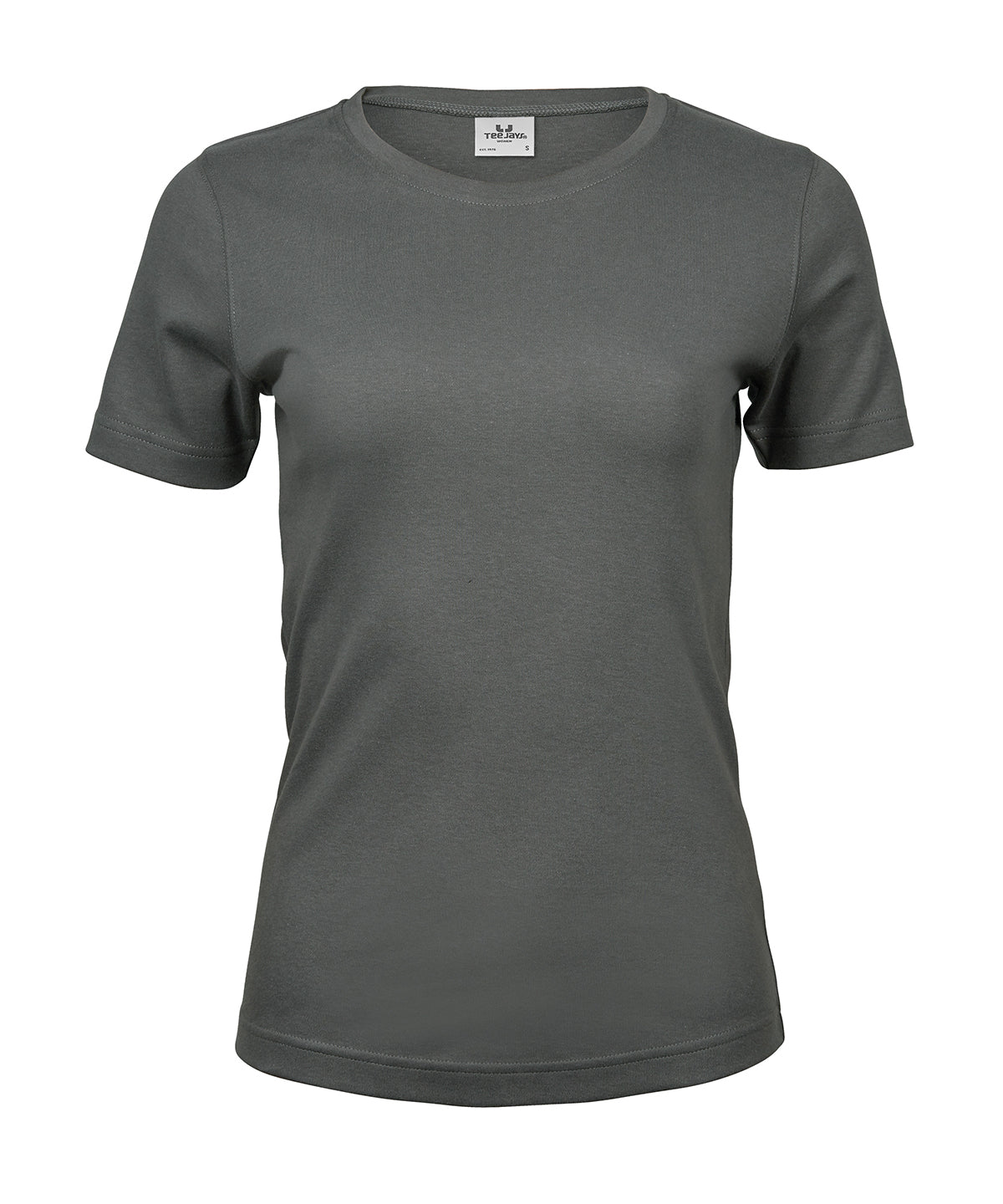 Tee Jays Women’s interlock tee in Powder Grey, front view