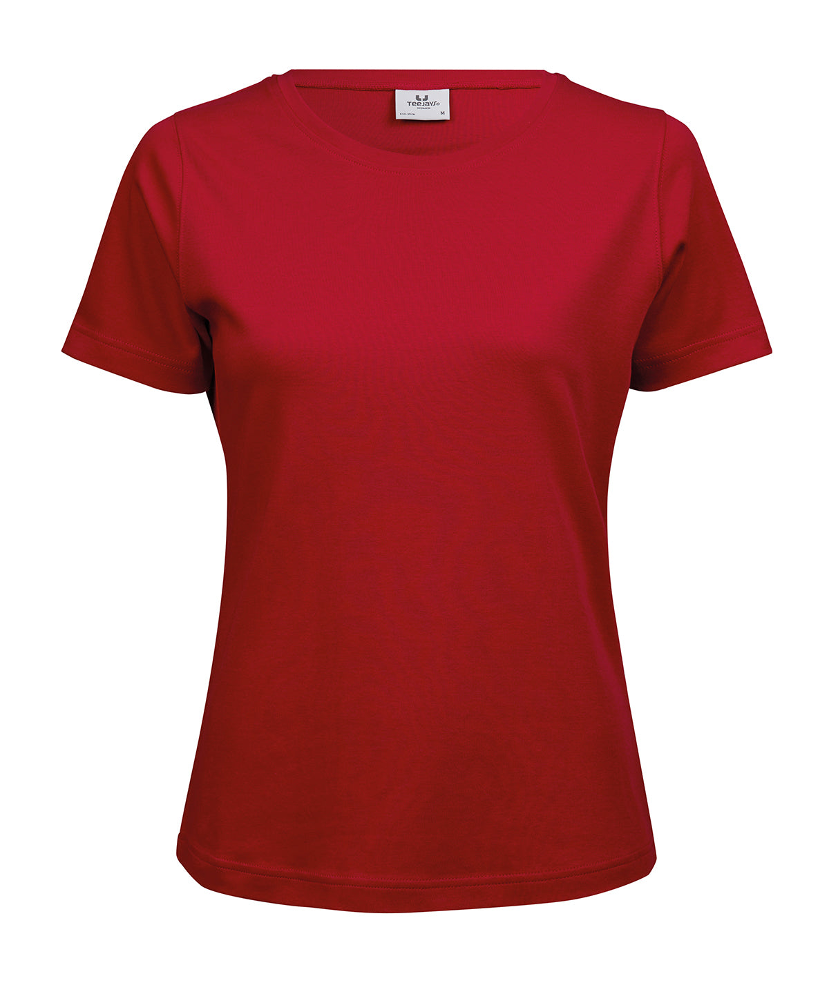 Tee Jays Women’s interlock tee in Red, front view