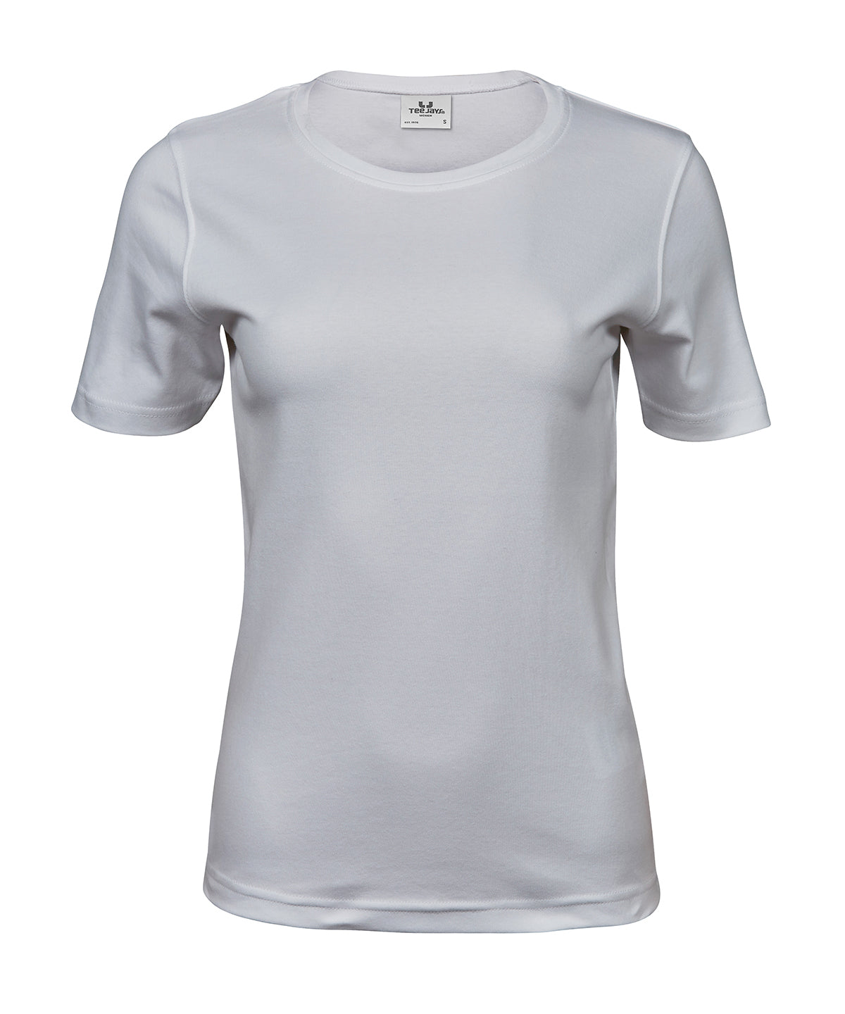 Tee Jays Women’s interlock tee in White, front view