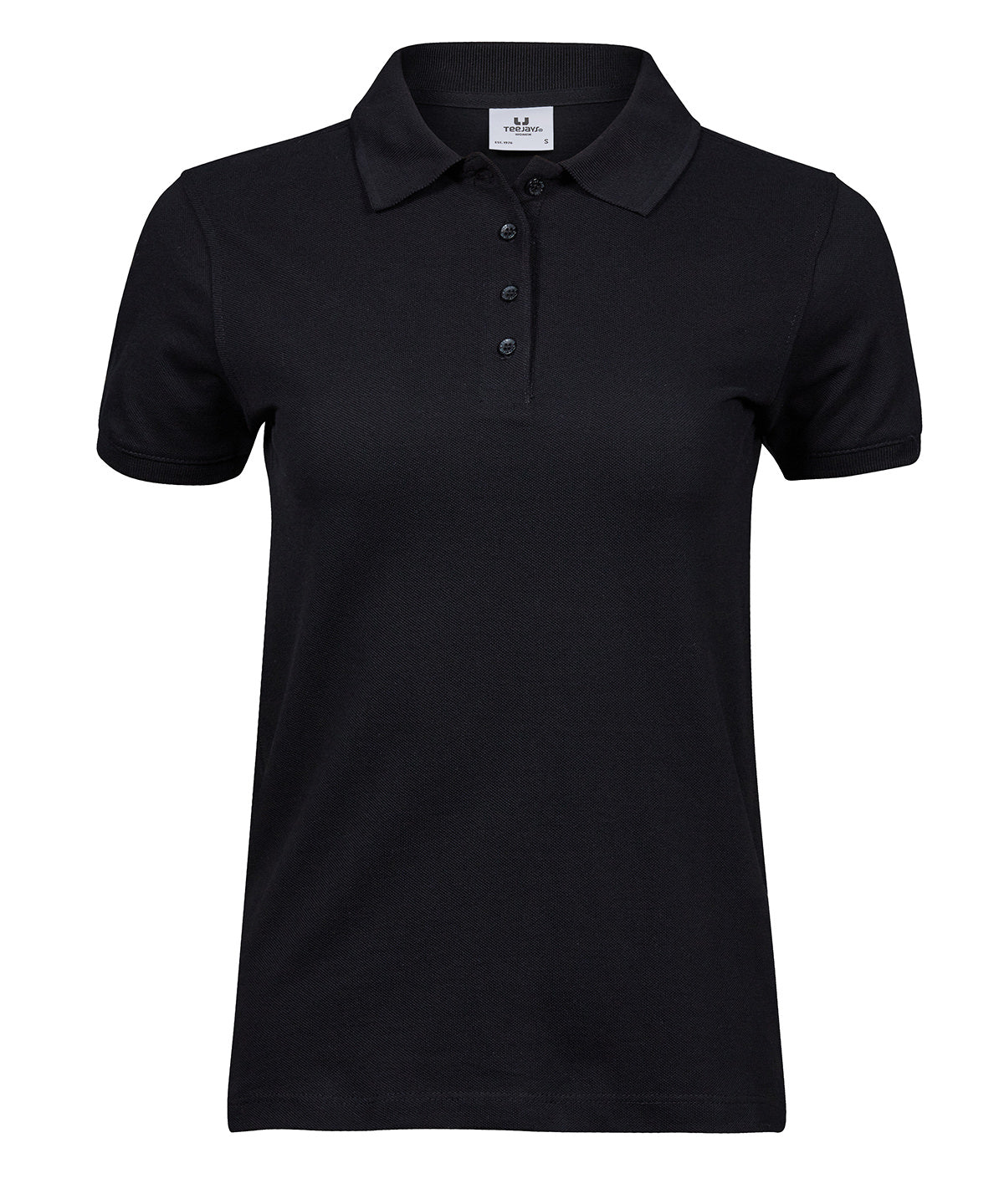 Tee Jays Women’s heavy polo in Black, front view