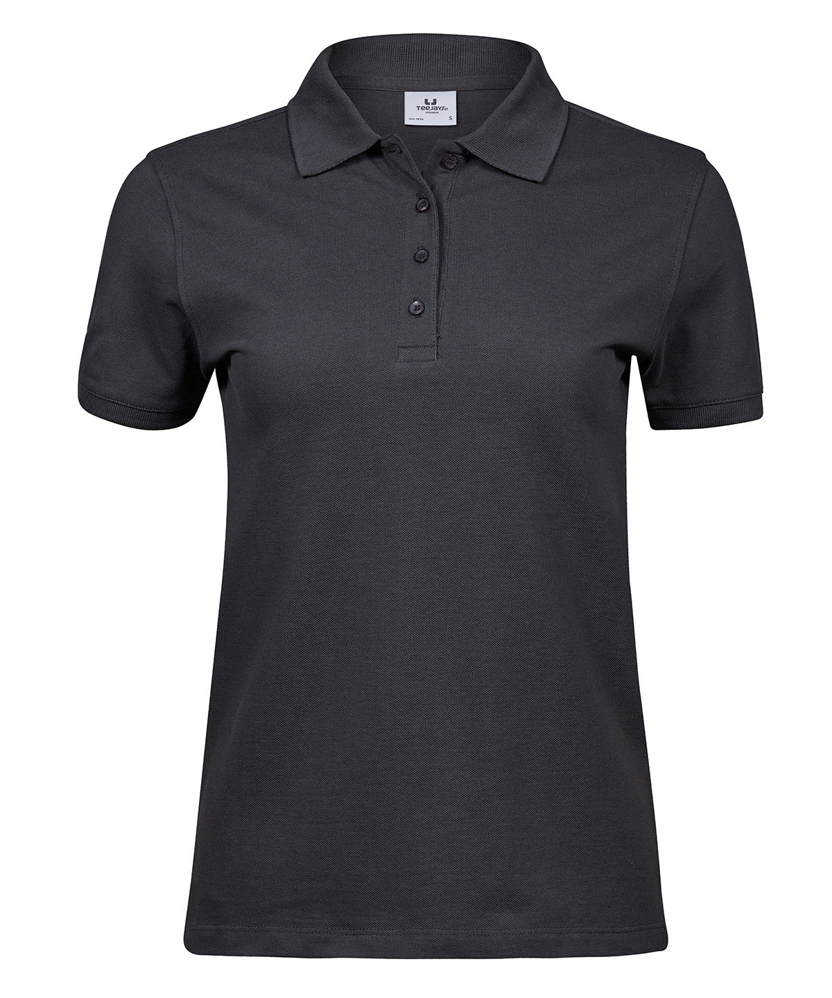 Tee Jays Women’s heavy polo in Dark Grey, front view