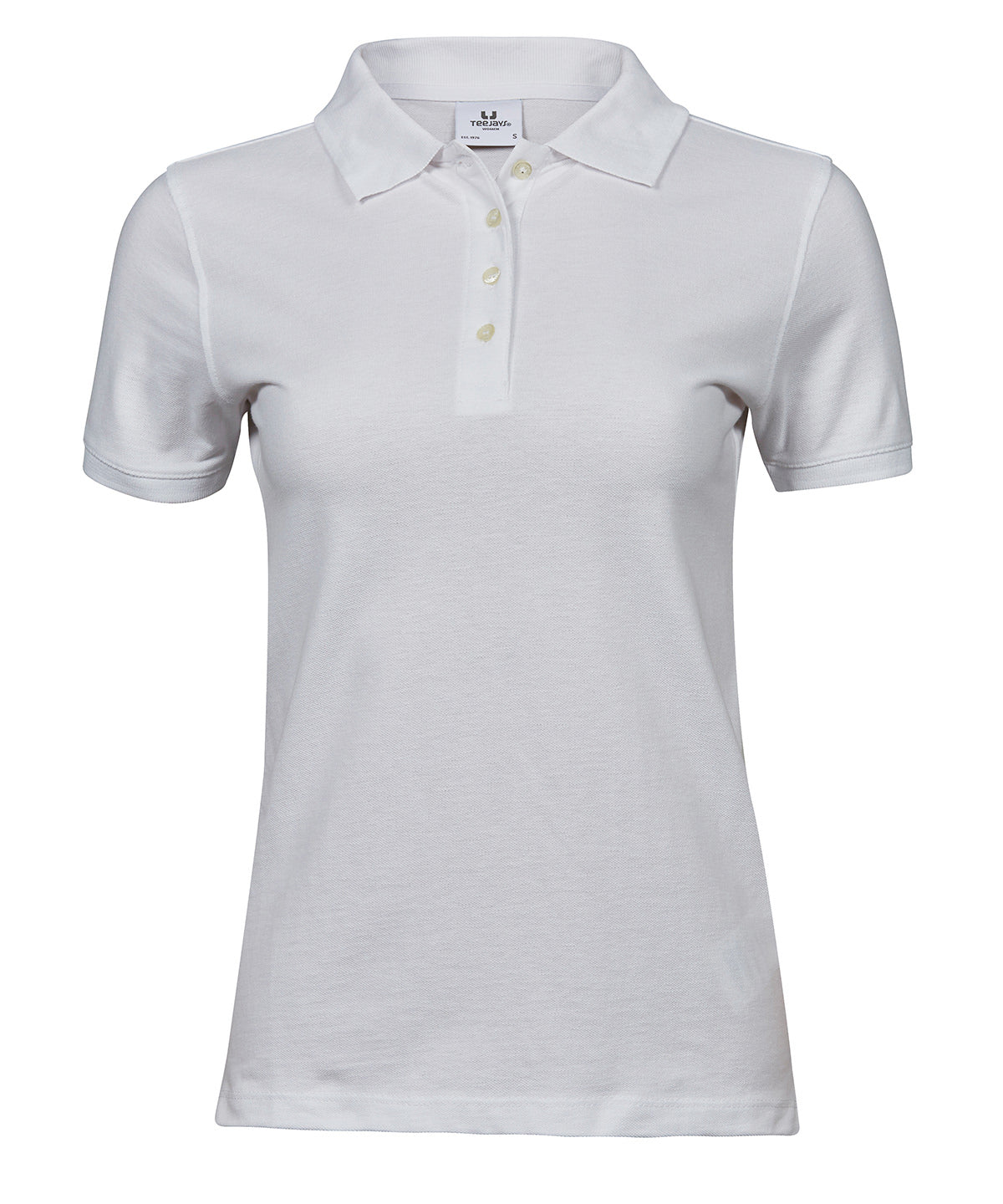 Tee Jays Women’s heavy polo in White, front view