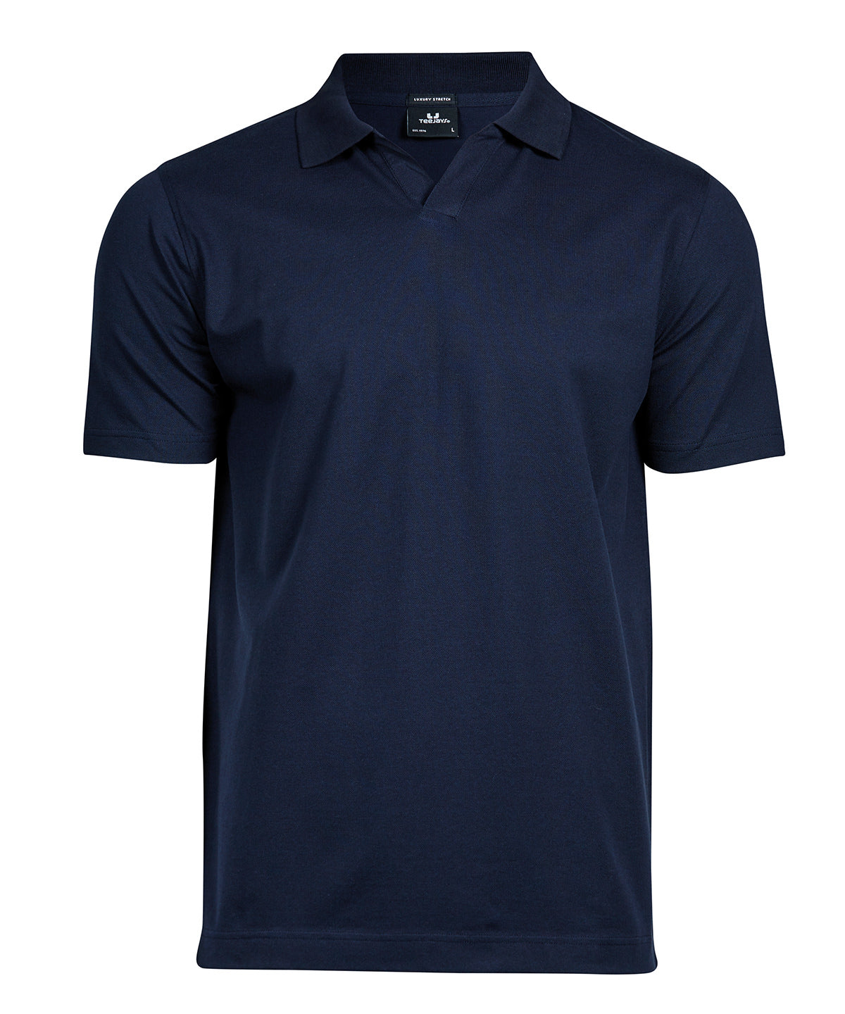 Tee Jays Luxury stretch v-neck polo in Navy, front view