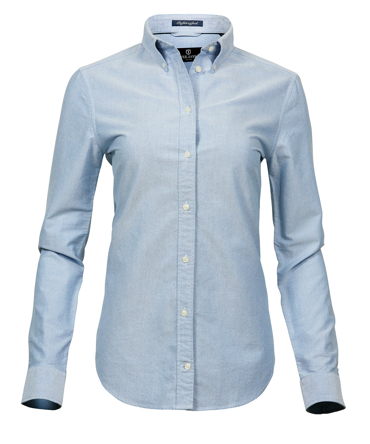Tee Jays Women’s perfect Oxford shirt in Light Blue, front view