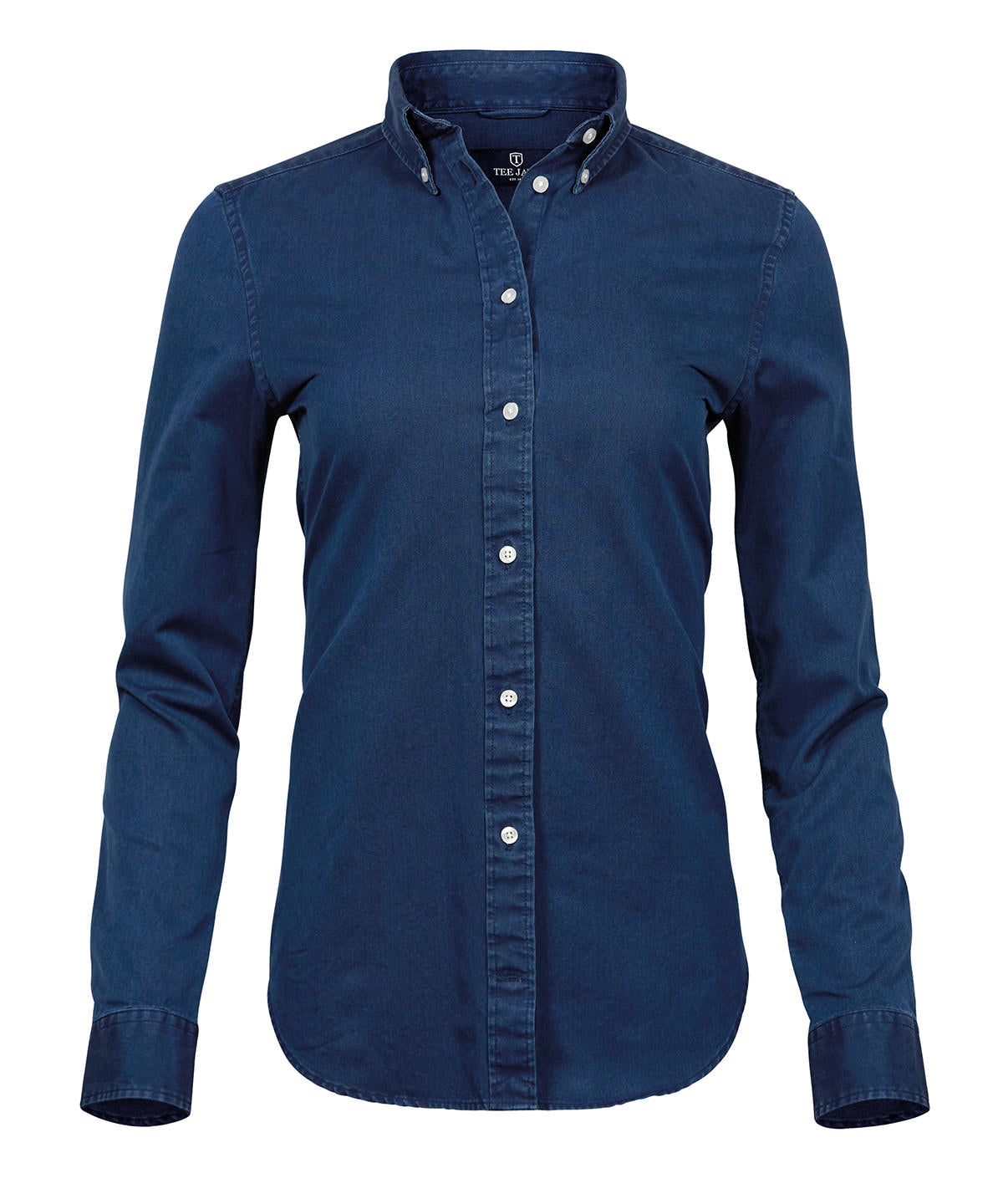Tee Jays Women’s casual twill shirt in Indigo, front view