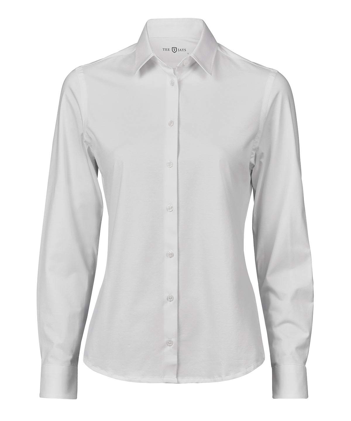 Tee Jays Women’s active stretch shirt in White, front view